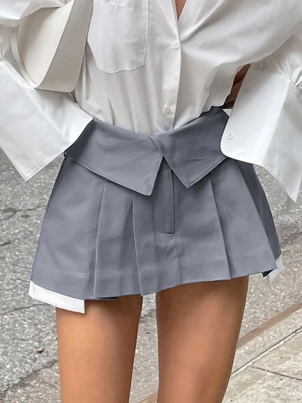 BerryBetty - Live It Up Fold Over Pleat Mini Skirt