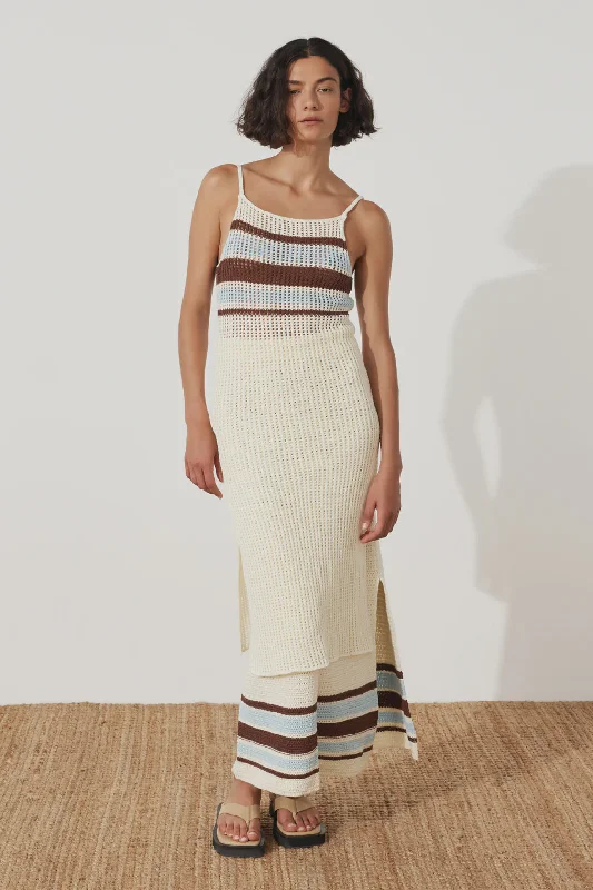 Sea Stripe Cotton Crochet Skirt