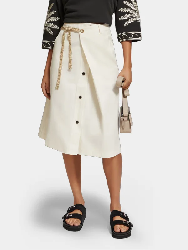 Wrap front midi skirt