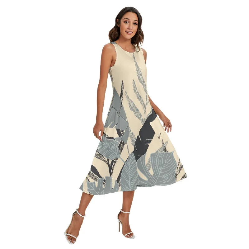 All-Over Print Women's Sleeveless Dress With Diagonal Pocket