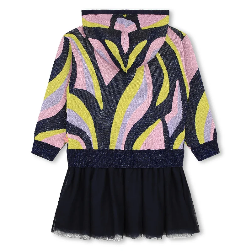 Multicolor Heart Hooded Knit Dress