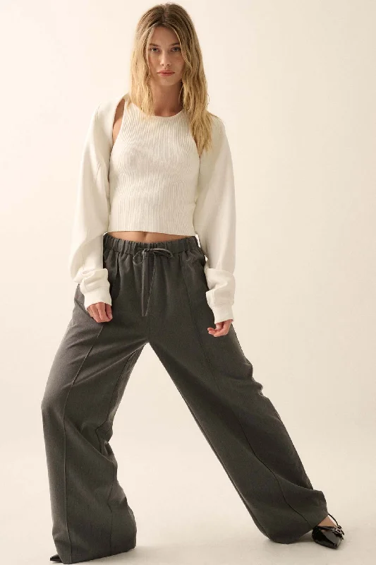 Step Above Twill Wide-Leg Drawstring Pants