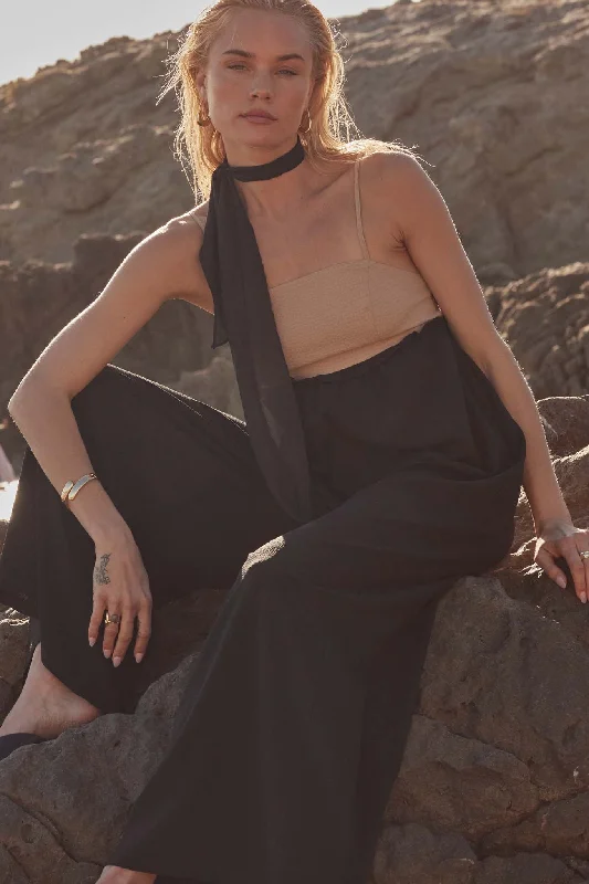 Step By Step Textured Wide-Leg Cami Jumpsuit