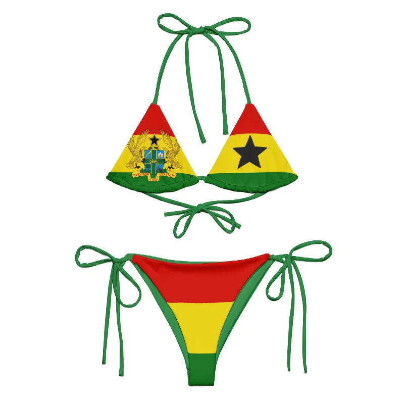 Ghana Flag Bikini - Freedom & Star Swimsuit | Detty December Recycled String Bikini