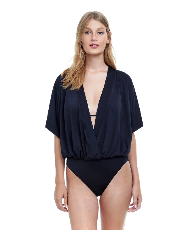 Gottex Couture Flirtation V-Neck Blouson One Piece Swimsuit