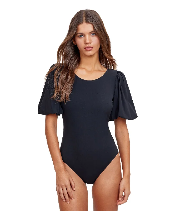 Gottex Modest Puff Sleeve High Neck One Piece Swimsuit