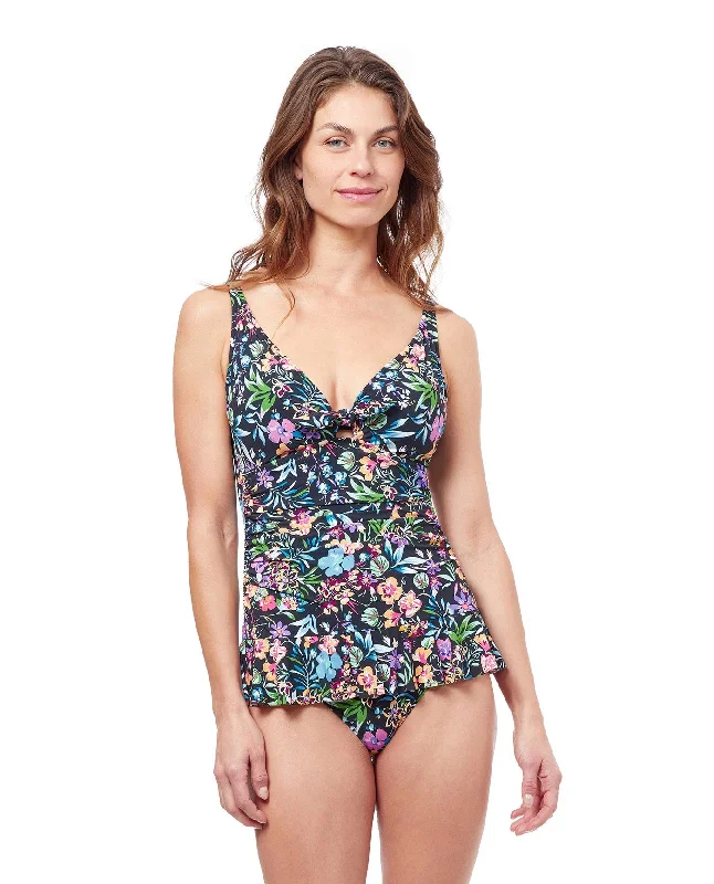 Profile By Gottex Flora Tie Front V-Neck Swimdress