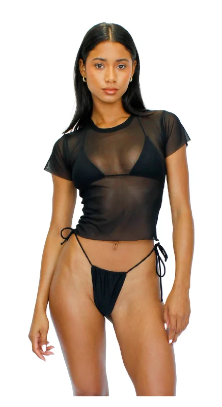 TORI MESH T-SHIRT - BLACK