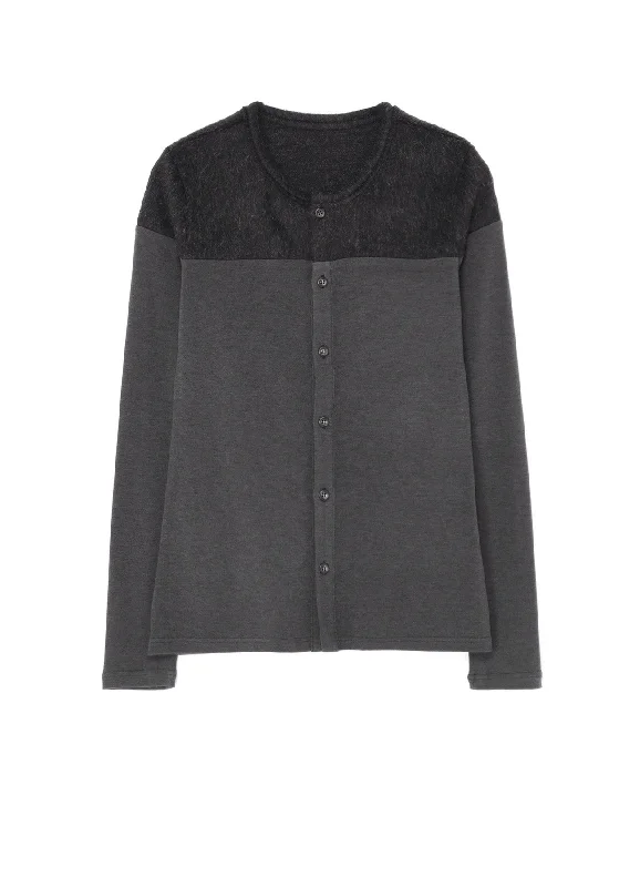 BRUSHED JERSEY PANELED CARDIGAN