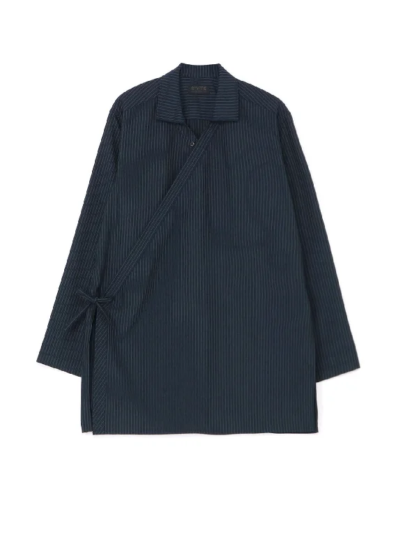 STRIPED ETHNIC WRAP SHIRT