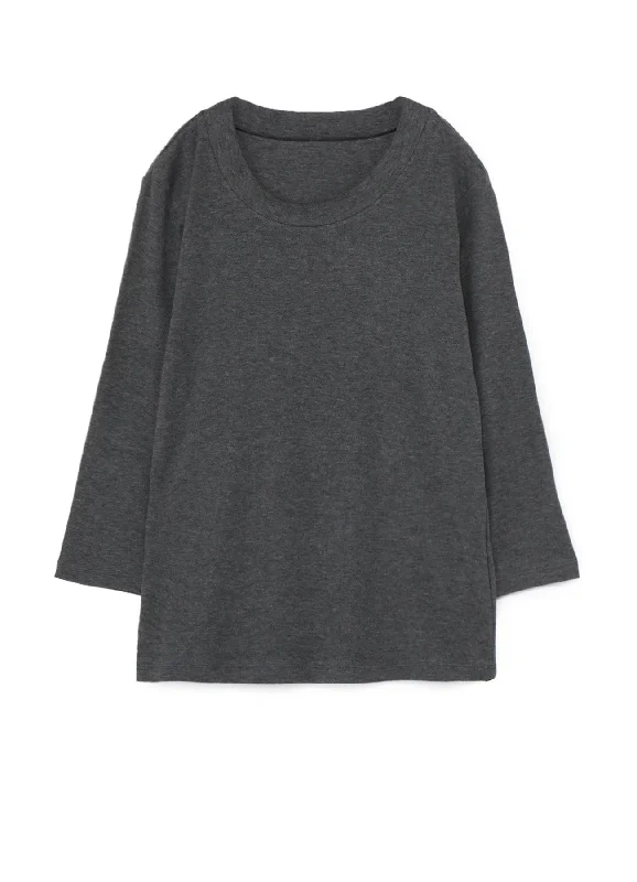 LYOCELL STRETCH RIB JERSEY ROUND NECK 3/4 SLEEVE SHIRT