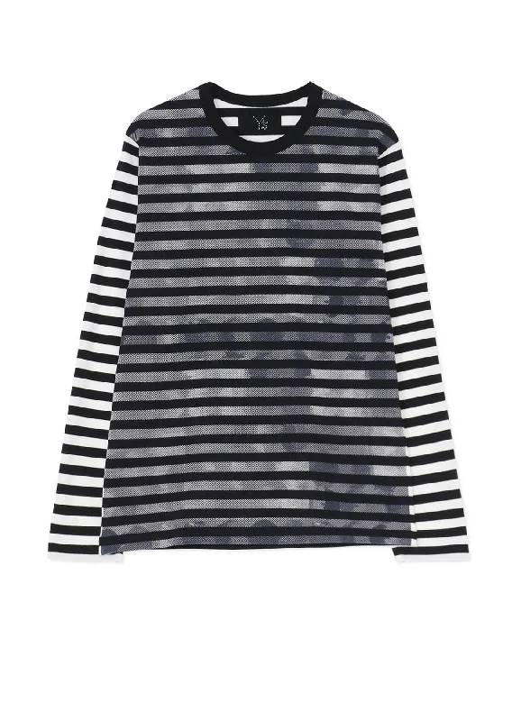 STRIPE WITH POLKA DOT PIGMENT PRINT LONG T